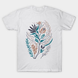 Bohemian Style Floral Shapes - boho Flowers - Minimal T-Shirt